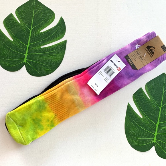 🧦QUIKSILVER 2 Pack Tie Dye Crew Socks 🧦 - Picture 2 of 5